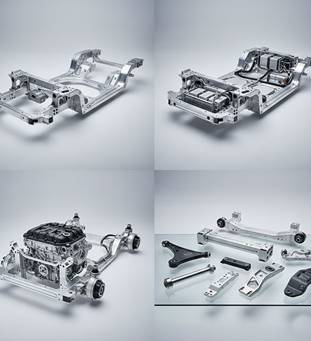 Soluções de alumínio de precisão para chassis e compartimentos de baterias de veículos de nova energia (NEV).