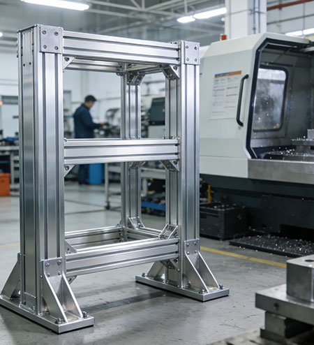 Estruturas industriais robustas em alumínio: soluções estruturais personalizadas para automação.